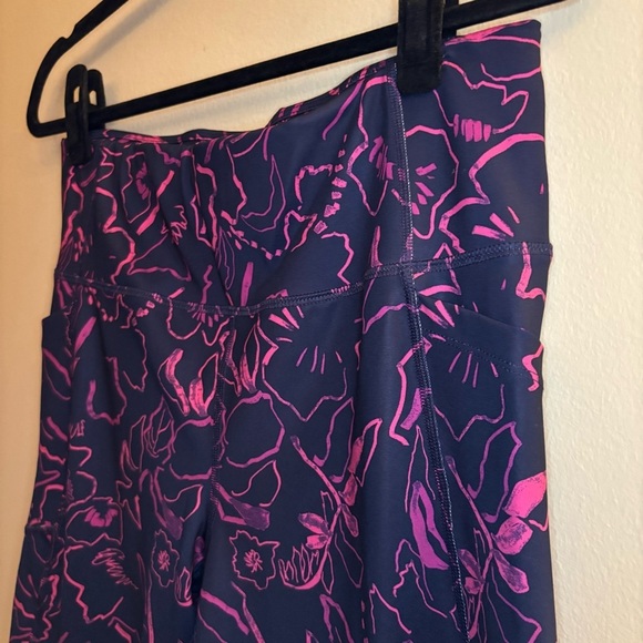 AVIA Women’s High-Waisted Leggings – Pink & Navy Floral Size L - Picture 4 of 7
